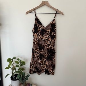 Urban Outfitters Animal Print Wrap Mini Dress Size Small